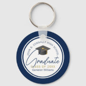 Chic Navy Blauw Afstuderen Gepersonaliseerd Afstud Sleutelhanger (Achterkant)