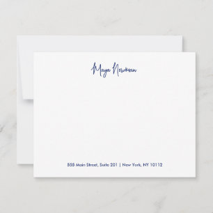 CHIC NAVY BLAUWE HANDTEKENING MONOGRAM NAAM NOTITIEKAARTJE