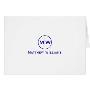Chic Navy bleu moderne Cercle deux Monogrammes ini