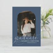 Chic Navy Blue Arch 5 Photo Collage Afstuderen Aankondiging (Staand voorkant)