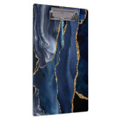Chic Navy Blue Glitter Agate Geode Monogram Klembord (Rechts)