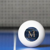 Chic Navy Blue Gold Agaat Geode Glitter Monogram Pingpongballen (Net)