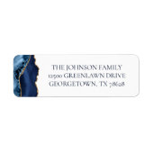 Chic Navy Blue Gold Agaat Retouradres Etiket (Voorkant)