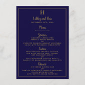 Chic Navy Blue & Gold Mariage Menu Modèle (Devant)