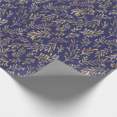 Chic Navy Blue Gold-platform Cadeaupapier (Hoek)