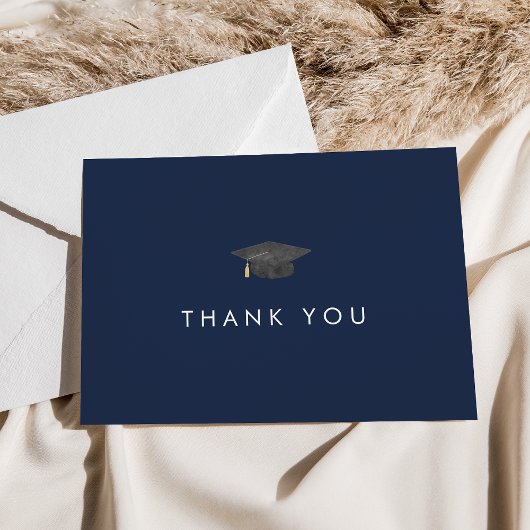Chic Navy Blue Grad Casquette Carte de remerciemen