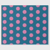 Chic Navy Blue Hot Pink Polka Dot Pattern Cadeaupapier (Vlak)