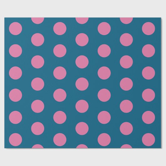Chic Navy Blue Hot Pink Polka Dot Pattern Cadeaupapier (Vlak)