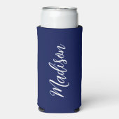 Chic Navy Blue Name Custom Handwritten Script (Seltzer Voorkant)