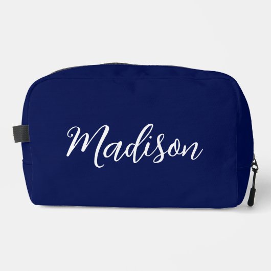 Chic Navy Blue Name Custom Handwritten Script Toilettasje (Voorkant)