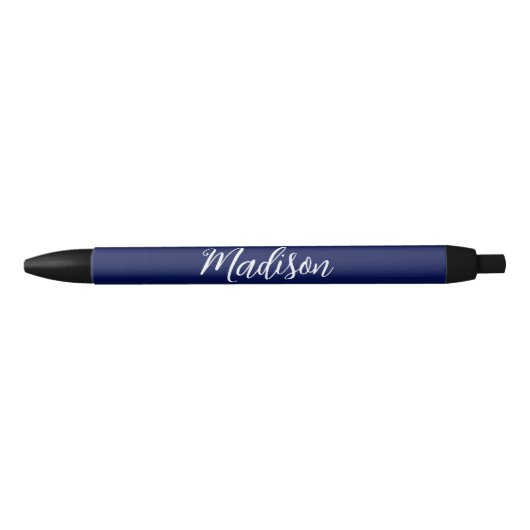 Chic Navy Blue Name Custom Handwritten Script Zwarte Inkt Pen (Voorkant)