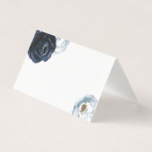 Chic Navy Blue Peony Mariage Table Carte Place (Front)