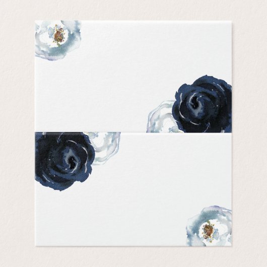 Chic Navy Blue Peony Mariage Table Carte Place (Outside Unfolded)