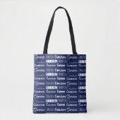 Chic Navy Blue Personalized Name Collage Draagtas (Voorkant)