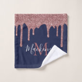 Chic Navy Blue Rose Gold Parties scintillant goutt (Gant de toilette)