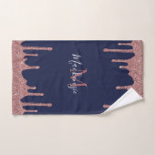 Chic Navy Blue Rose Gold Parties scintillant goutt (Serviette à main)