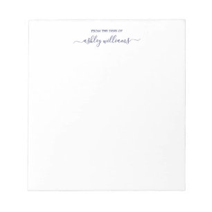 Chic Navy Blue Script van het bureau van de Aangep Notitieblok