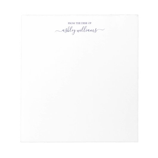 Chic Navy Blue Script van het bureau van de Aangep Notitieblok (Voorkant)