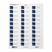 Chic Navy Blue Silver Wedding Return-adres Etiket (Full Sheet)