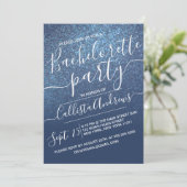 Chic Navy Blue Sparkly Glitter Ombre Bachelorette Kaart (Staand voorkant)