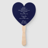 Chic Navy Blue & White Monogram Wedding Programme Handwaaier (Achterkant)