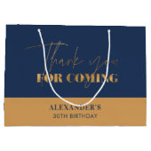 Chic Navy en Gold Script Verjaardag Bedankt Groot Cadeauzakje (Achterkant)