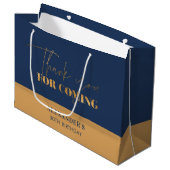 Chic Navy en Gold Script Verjaardag Bedankt Groot Cadeauzakje (Voorkant Gekanteld)