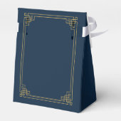 Chic Navy Gold Gatsby Art Deco Frame Birthday Bedankdoosjes (Achterkant)