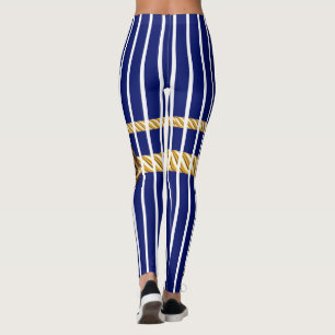Chic Navy Gold Lips Lines Beauty Girly Custom Leggings
