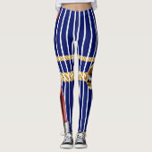 Chic Navy Gold Lips Lines Beauty Girly Custom Leggings (Voorkant)