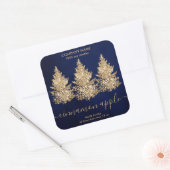 Chic Navy Gouden Kerstboom Kaars Product Label (Envelop)