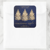 Chic Navy Gouden Kerstboom Kaars Product Label (Tas)