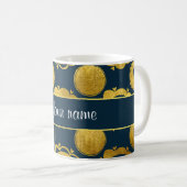 Chic Navy Hearts Gold Circles Koffiemok (Voorkant rechts)