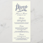 Chic Navy & Ivory Mariage Menu Modèle (Devant)