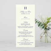 Chic Navy & Ivory Mariage Menu Modèle (Debout devant)