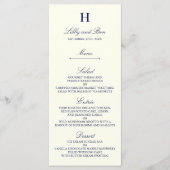 Chic Navy & Ivory Mariage Menu Modèle (Devant)