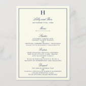 Chic Navy & Ivory Mariage Menu Modèle (Devant)
