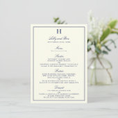 Chic Navy & Ivory Mariage Menu Modèle (Debout devant)