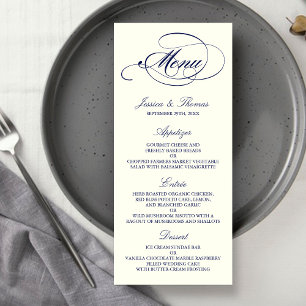 Chic Navy & Ivory Wedding Menu Sjabloon