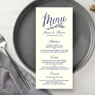 Chic Navy & Ivory Wedding Menu Sjabloon