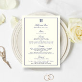 Chic Navy & Ivory Wedding Menu Sjabloon