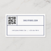Chic Navy Mode / Beauty Carte de visite QR Code (Dos)