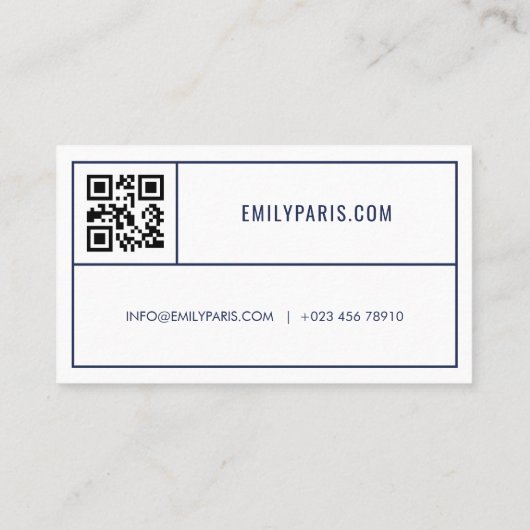 Chic Navy Mode / Beauty Carte de visite QR Code (Dos)
