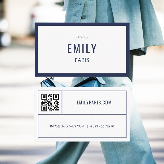 Chic Navy Mode / Beauty Carte de visite QR Code