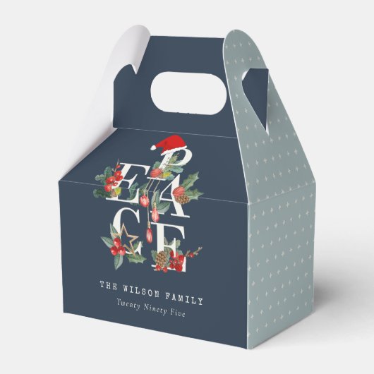 Chic Navy Red Green White Peace-kerstval Bedankdoosjes (Voorkant Zijde)