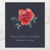 CHIC NAVY ROOD GROEN ROZE BLOEMEN BRUIDSSHOWER WIJN ETIKET (Enkel label)