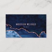 Chic Navy Roos Gold Agate Visitekaartje (Voorkant)