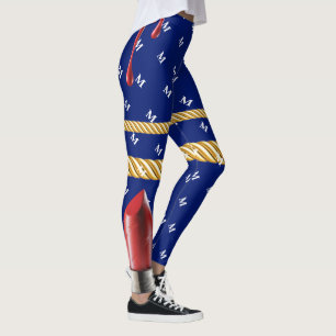 Chic Navy Stylish Lips Gift Bday Beauty Girl Leggings