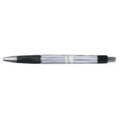 Chic Navy & White Striped Pattern Monogram Pen (Voorkant)