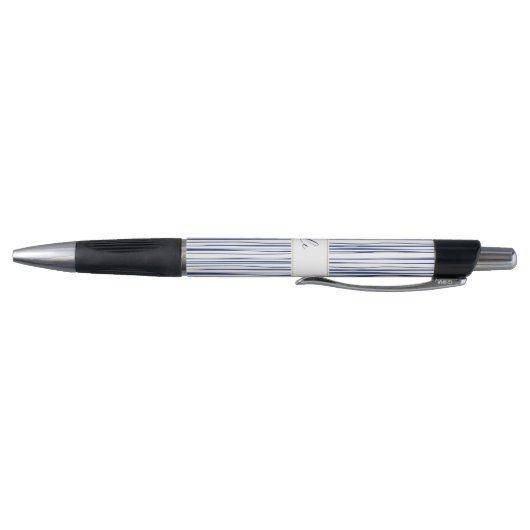 Chic Navy & White Striped Pattern Monogram Pen (Bodem)